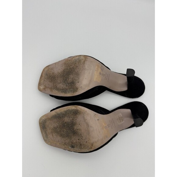 Schutz Sandal 4" Heels Womens 8B Black Stiletto Slip On Wedding Square Toe - Picture 6 of 7